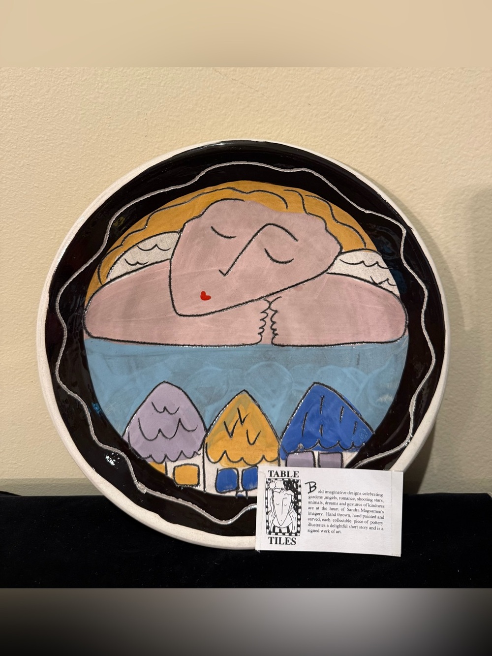Sandra Magsamen Table Tiles Signed Art Pottery Plate